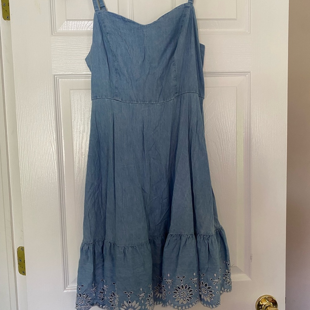 Jean material dress with straps